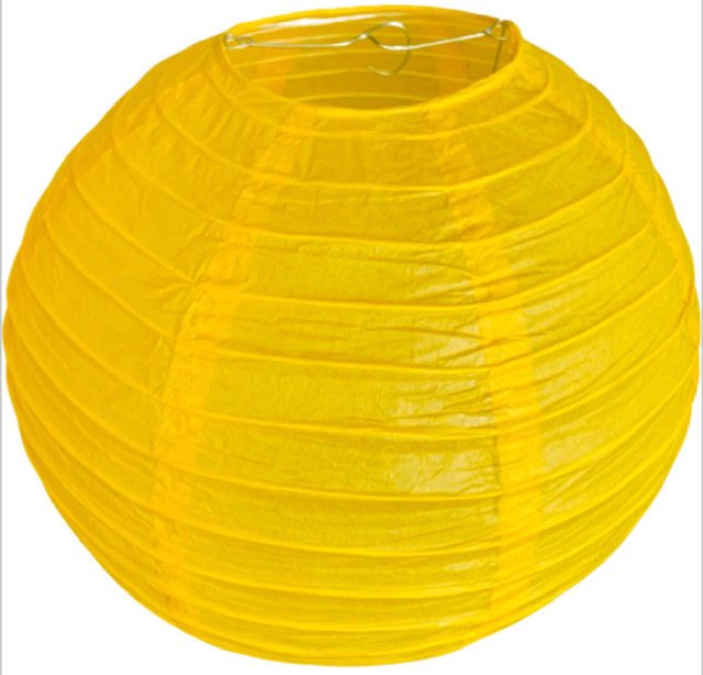 Žlutý kulatý lampion stínidlo průměr 30 cm