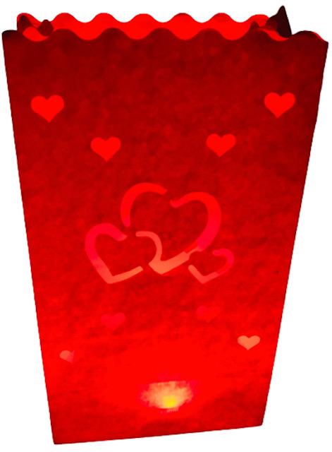 Candle Bags CB24 červené srdce měsíc balení 10ks dekorativních lampionů