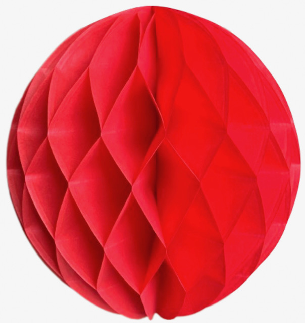 Červená papírová koule honeycomb průměr 15 cm