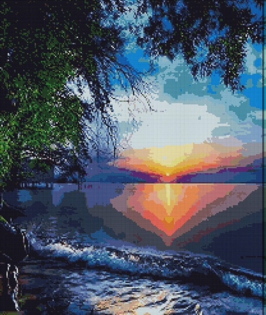 Západ slunce na pláži 35x45cm diamantové malování