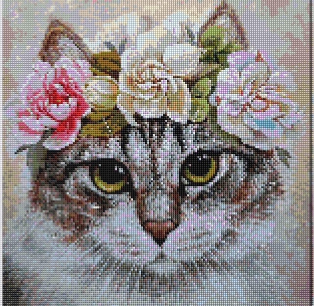 Roztomilá kočička 35x35cm diamantové malování