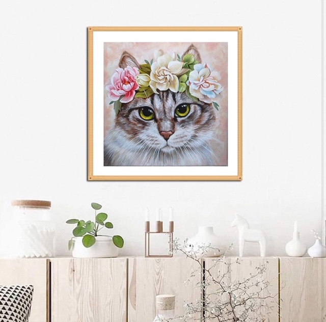 Roztomilá kočička 35x35cm diamantové malování