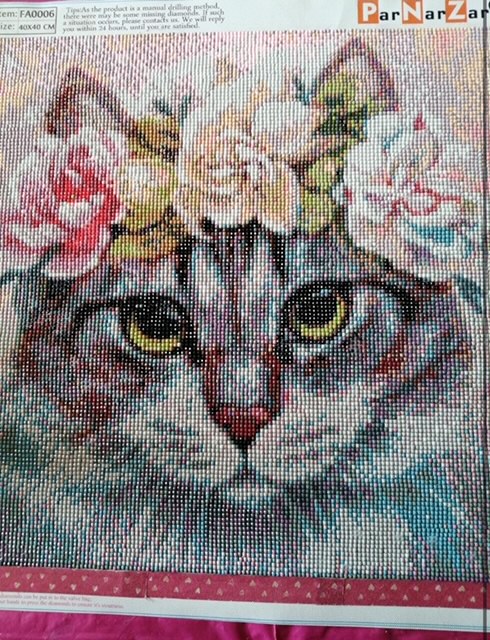 Roztomilá kočička 35x35cm diamantové malování