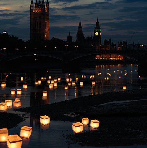 Vodní lampion štěstí a přání - svítící kostka