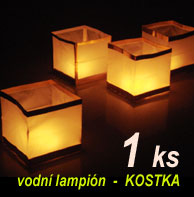 Vodní lampion štěstí a přání - svítící kostka