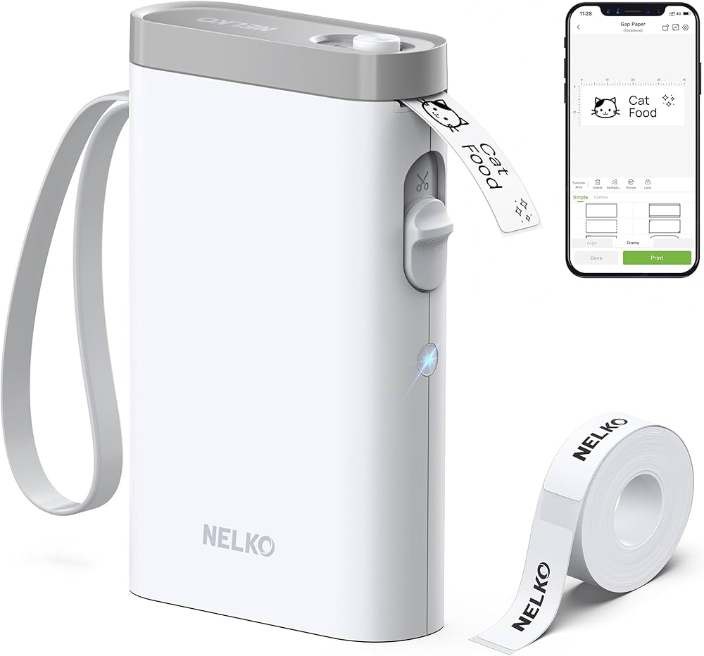 Nelko P21 Bluetooth tiskárna štítků, mini přenosná, bílá OK0204
