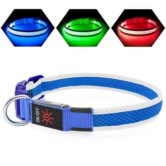 Svítící obojek pro psa Kpuplol LED dobíjecí, modrý S OK0041