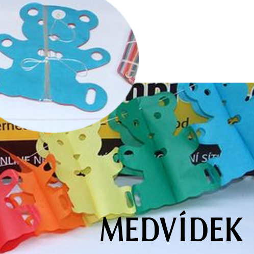 Medvídek barevný papírový řetěz délka 3 metry