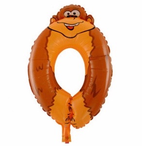 Dětské číslo 0 opička nafukovací balónek 40 cm (F810)