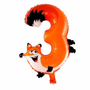 Dětské číslo 3 liška nafukovací balónek 40 cm (F813)