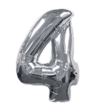 Číslo 4 stříbrný nafukovací balónek 80 cm (F824)