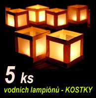 5ks Vodní lampion štěstí a přání - svítící kostka