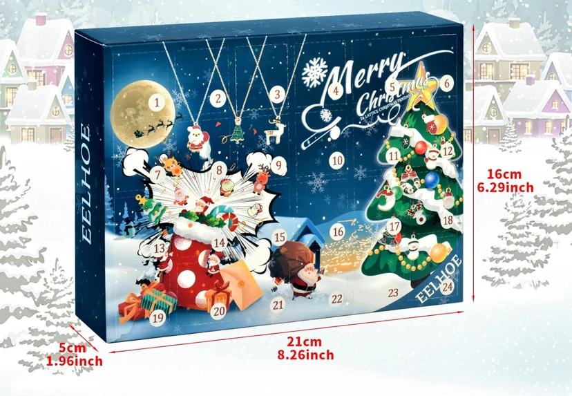 Adventní kalendář 24 ks s přívěšky a řetízky