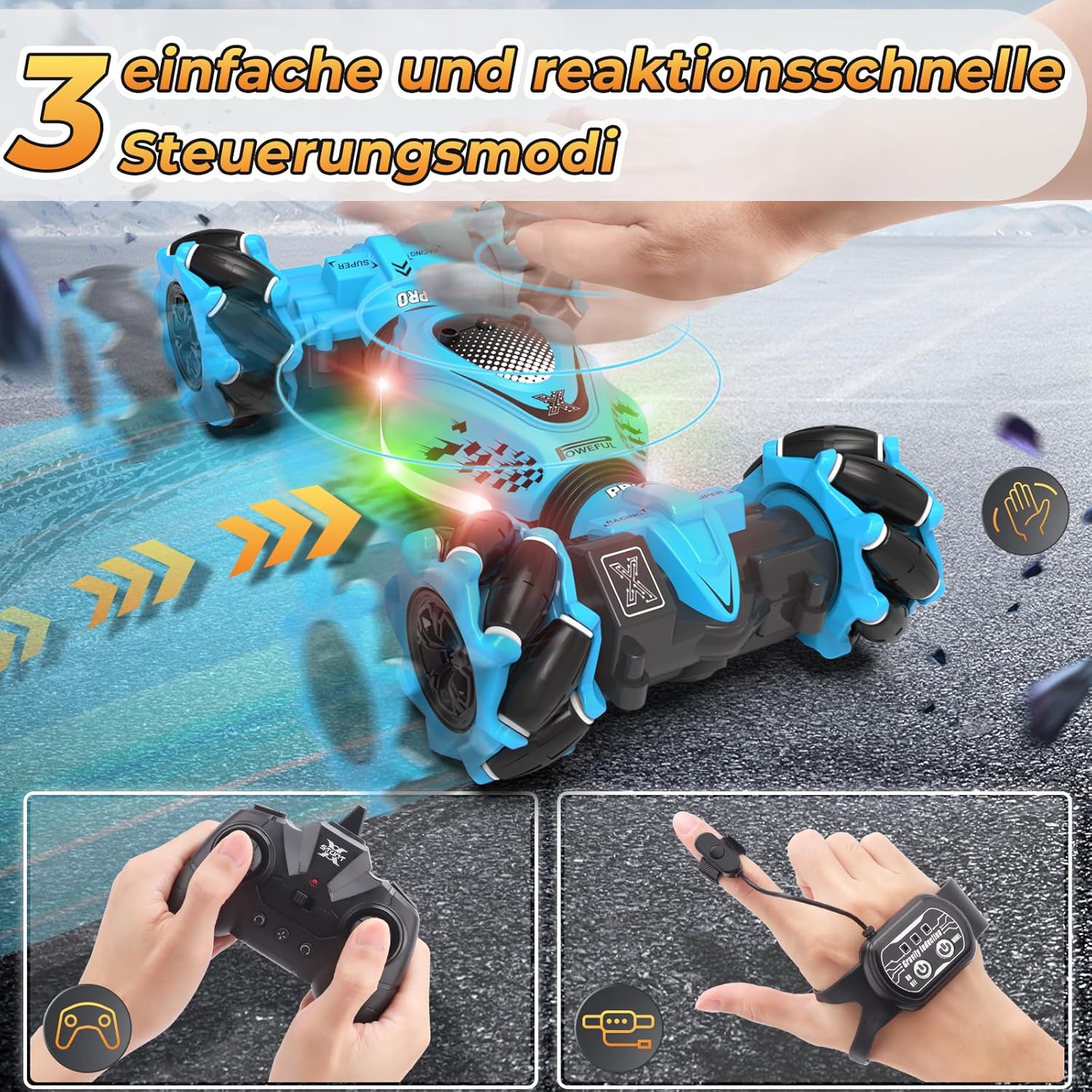 Pristar RC auto 4WD Stunt Drift 1:14 s ovl. gestem, zelené OK0206
