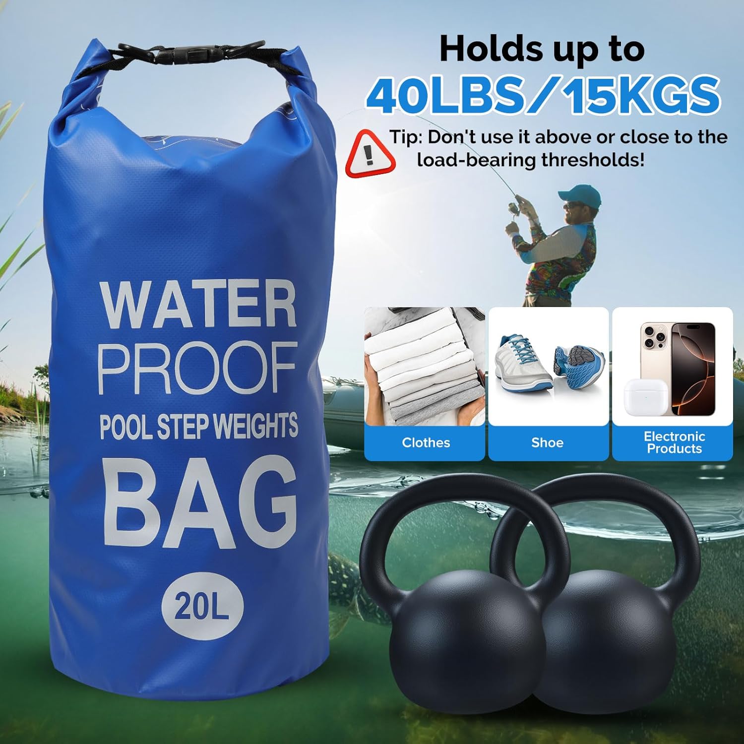 Yeabett Dry Bag vodotěsný suchý vak 20l modrý OK0233