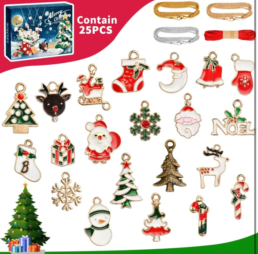 Adventní kalendář 24 ks s přívěšky a řetízky
