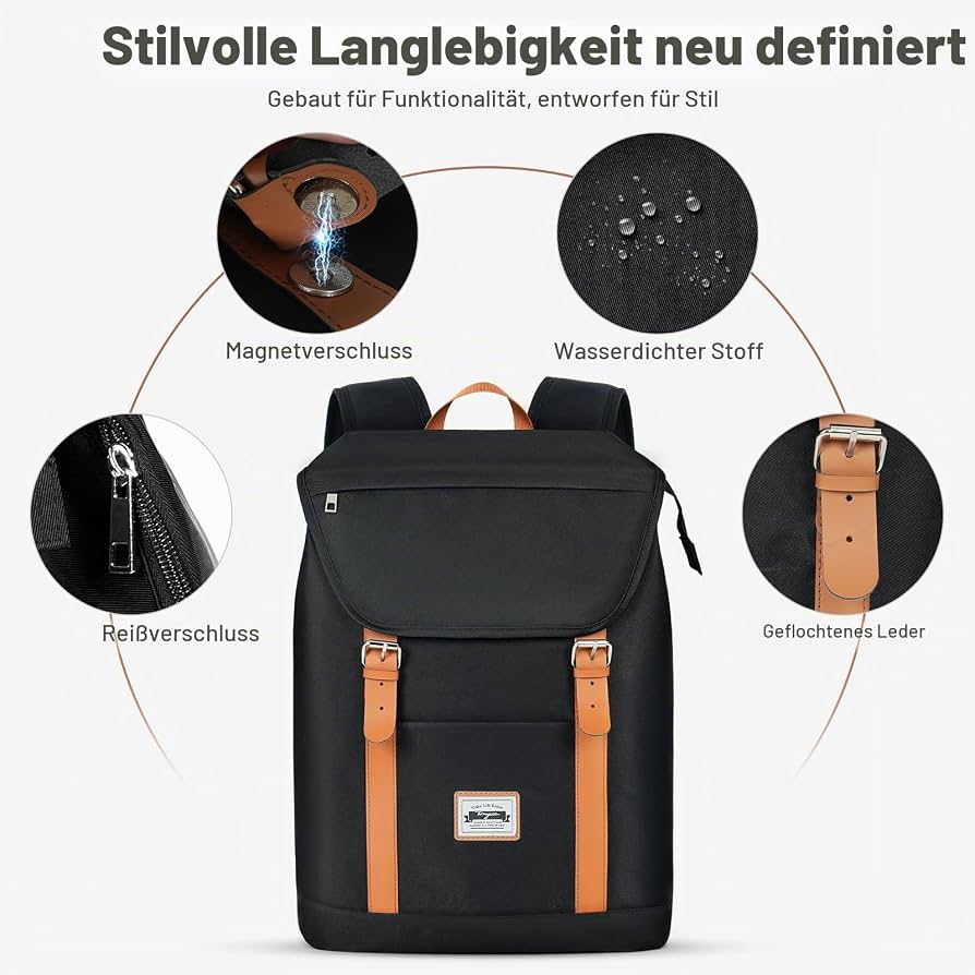 Tonyeee černý školní batoh pro teenagery, 15,6" laptop OK0250