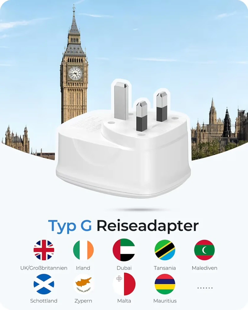 Cestovní adaptér LENCENT do Velké Británie a Irska 5v1 OK1039