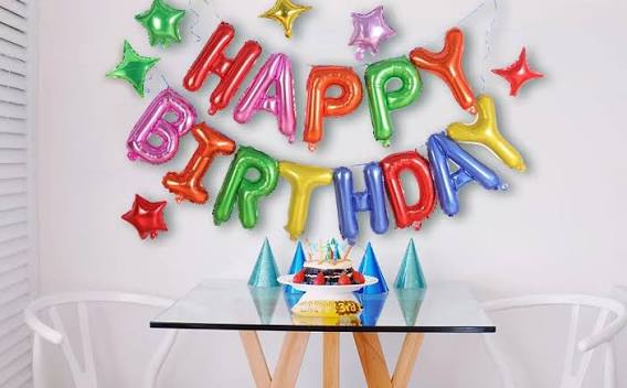 Foliový nápis z balónků HAPPY BIRTHDAY - mix barev se srdíčky (A)