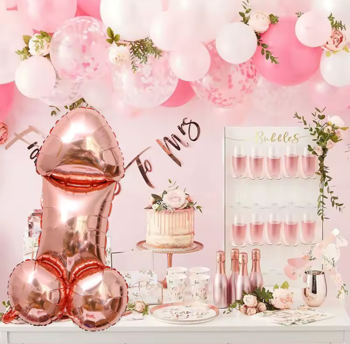 Penis velký stříbrný nafukovací balónek 100 x 49 cm (F444)