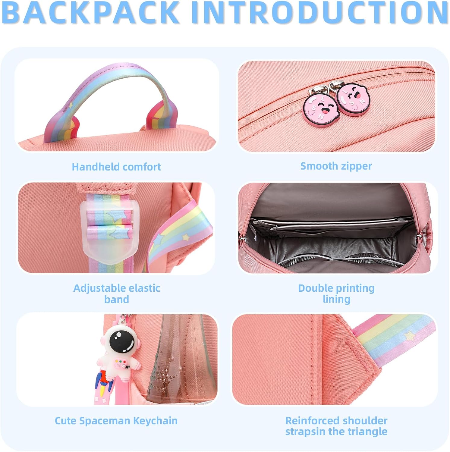 AUOBAG Školní batoh pro dívky kawaii, růžový OK0202
