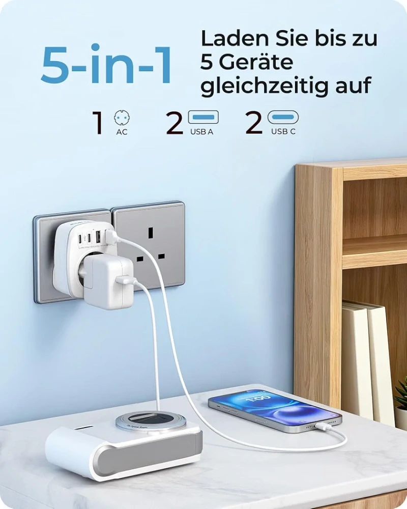 Cestovní adaptér LENCENT do Velké Británie a Irska 5v1 OK1039