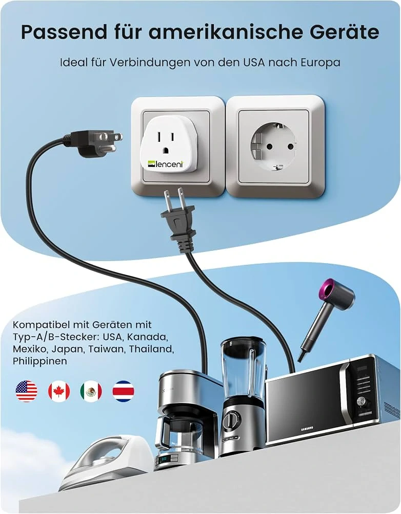 2x cestovní adaptér LENCENT USA na evropskou zásuvku OK1042
