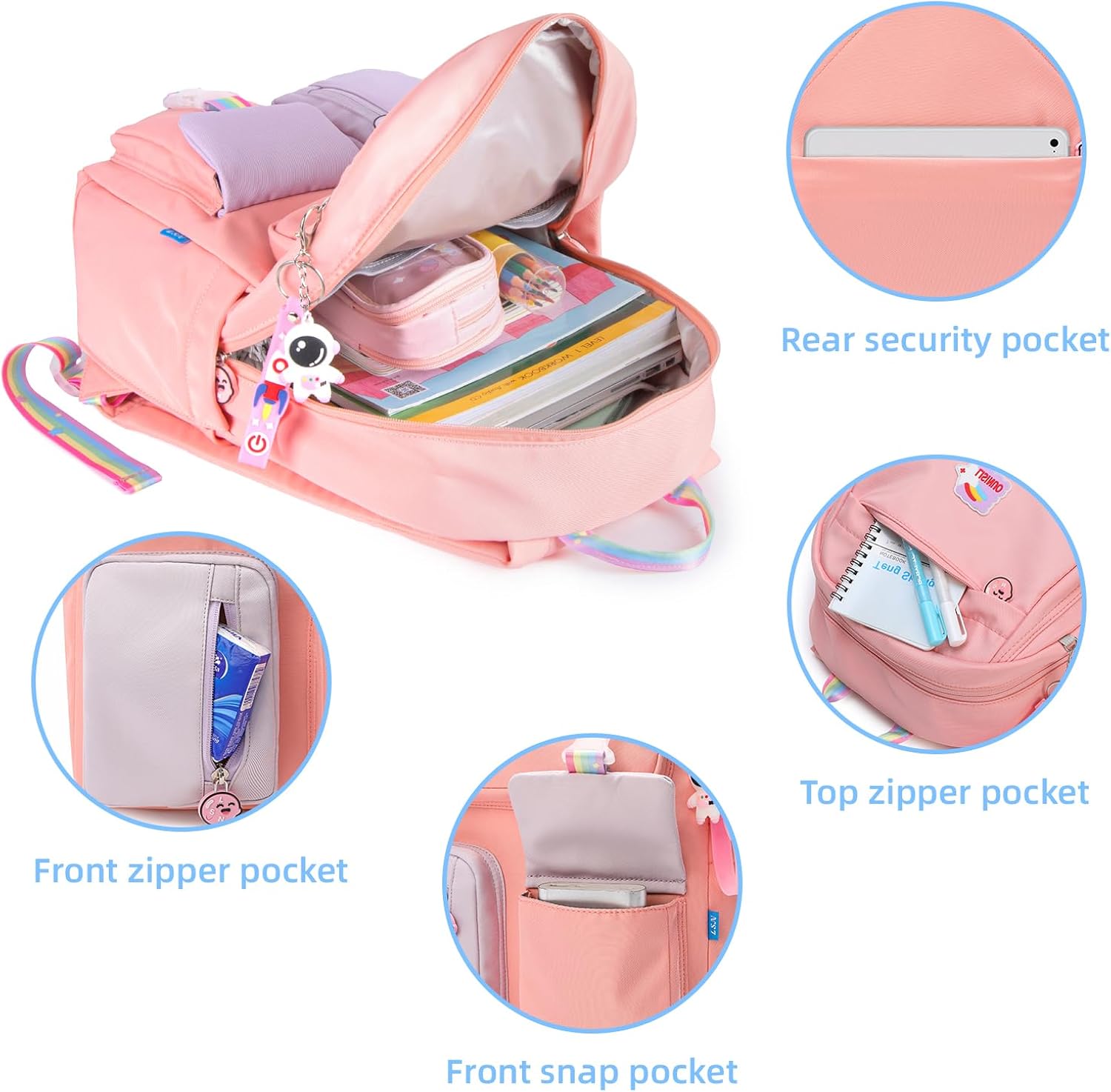 AUOBAG Školní batoh pro dívky kawaii, růžový OK0202