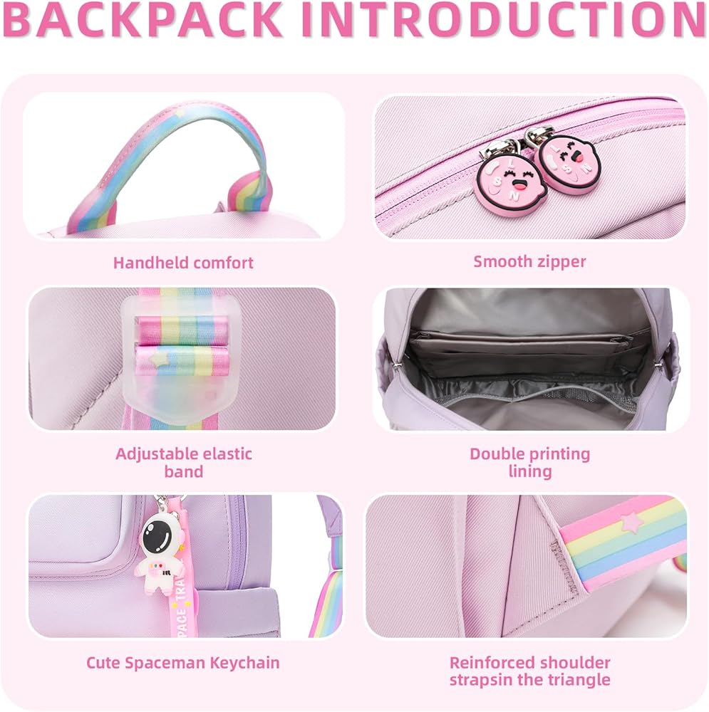 AUOBAG Školní batoh pro dívky kawaii, fialový OK0203