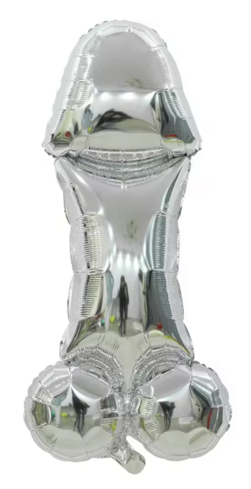 Penis velký stříbrný nafukovací balónek 100 x 49 cm (F444)