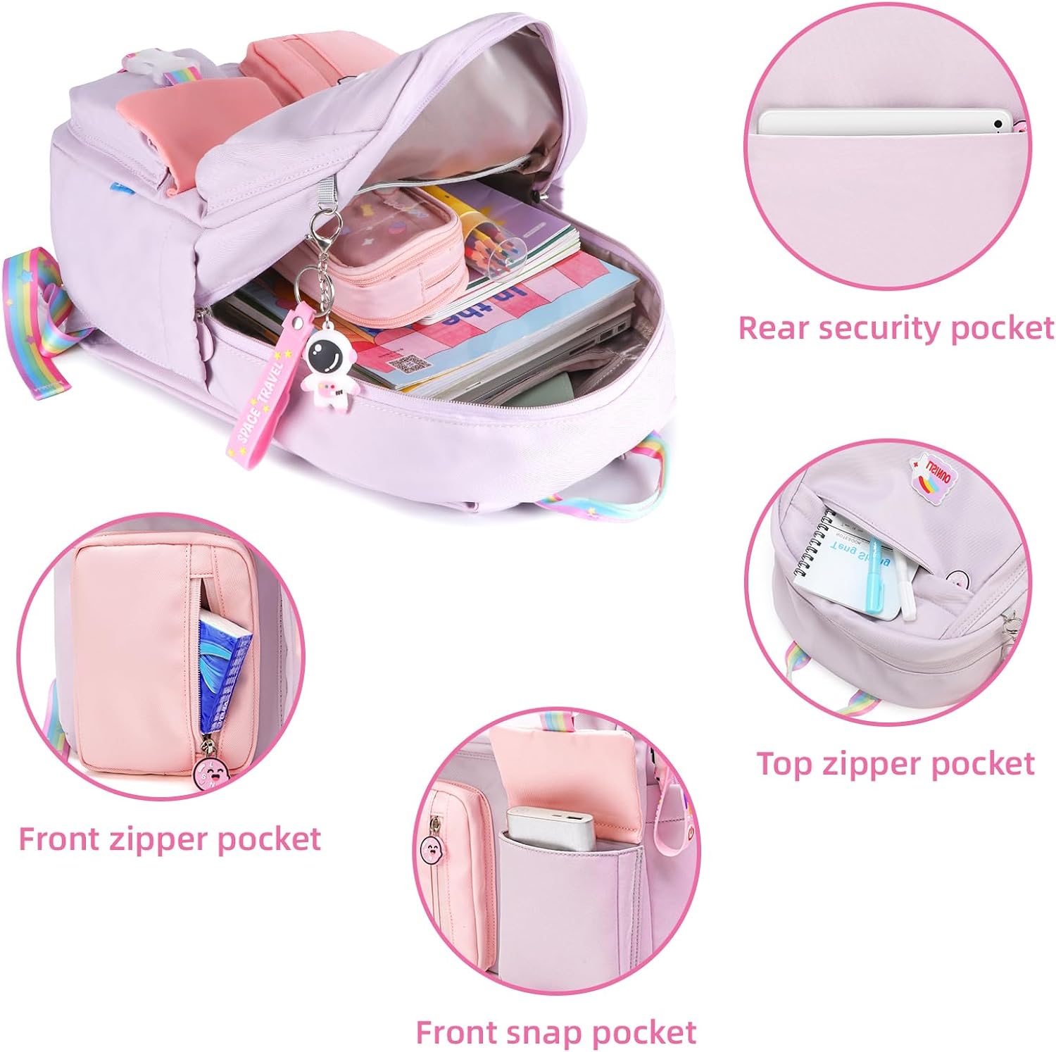 AUOBAG Školní batoh pro dívky kawaii, fialový OK0203