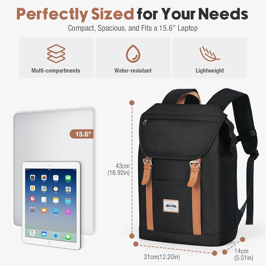 Tonyeee černý školní batoh pro teenagery, 15,6" laptop OK0250