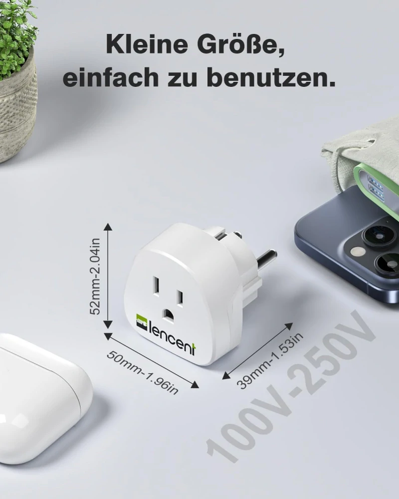 2x cestovní adaptér LENCENT USA na evropskou zásuvku OK1042