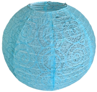 Světle modrý perforovaný kulatý lampion stínidlo průměr 30 cm motiv ulita