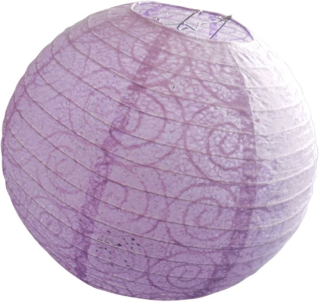 Světle fialový perforovaný kulatý lampion stínidlo průměr 30 cm motiv ulita