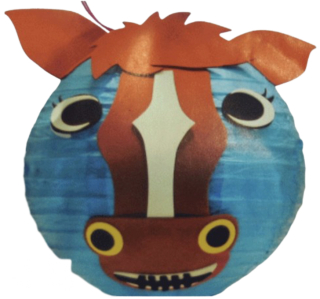 Dětský kulatý lampion průměr 20 cm DIY kreativní sada kůň