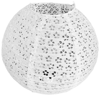 Bílý perforovaný kulatý lampion stínidlo průměr 35 cm motiv květina