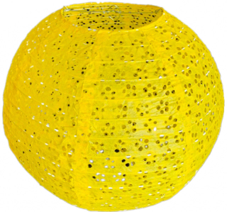 Žlutý perforovaný kulatý lampion stínidlo průměr 35 cm motiv květina
