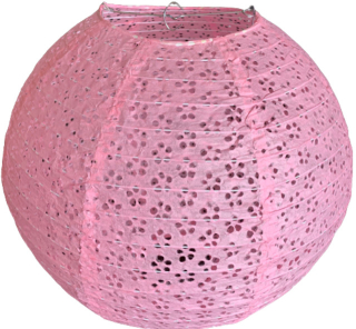 Růžový perforovaný kulatý lampion stínidlo průměr 35 cm motiv květina
