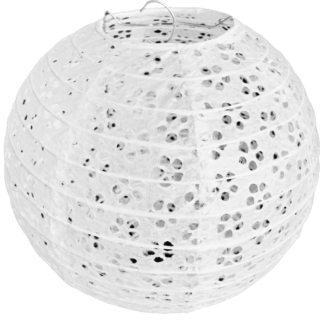Bílý perforovaný kulatý lampion stínidlo průměr 20 cm motiv květina