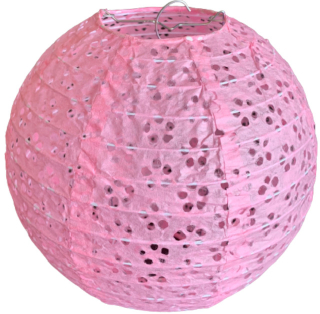 Růžový perforovaný kulatý lampion stínidlo průměr 20 cm motiv květina