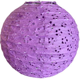 Fialový perforovaný kulatý lampion stínidlo průměr 20 cm motiv květina