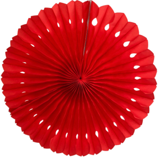 Červená papírová rozeta vějíř S1 průměr 20 cm