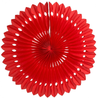 Červená papírová rozeta vějíř S1 průměr 40 cm