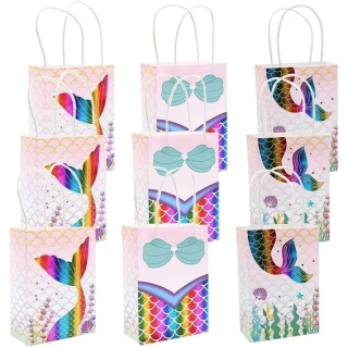 Papírové tašky motiv mořská panna oceán párty 9ks