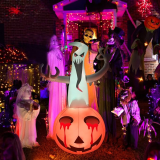 Halloween dekorace venkovní nafukovací duch s LED světly 1,2m