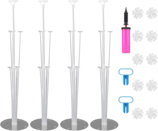 Průhledný stojan na nafukovací balonky 4 kusy držáků v sadě s pumpičkou 