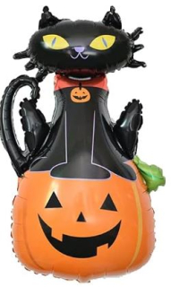 Dýně s kocourem halloween nafukovací balónek velký 48 x 97 cm (F428)