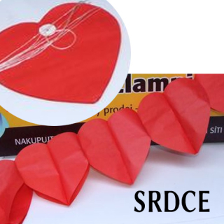 Srdce červené děravé papírový řetěz délka 3 metry