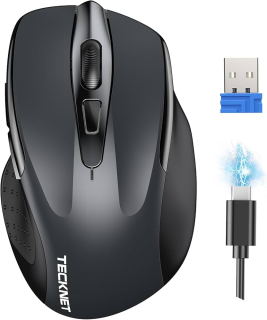 Tichá bezdrátová dobíjecí myš 4800 DPI, 2,4 GHz optická TECKNET 